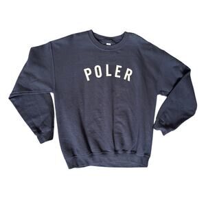 POLER Black Logo Crewneck Sweatshirt Size Large